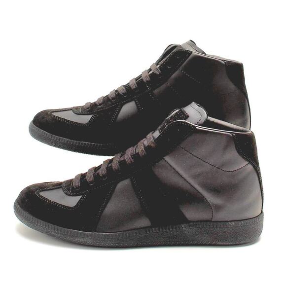 RRP$890 MAISON MARGIELA Leather Sneakers US10 UK9 EU43 Black Made in Italy main image 5